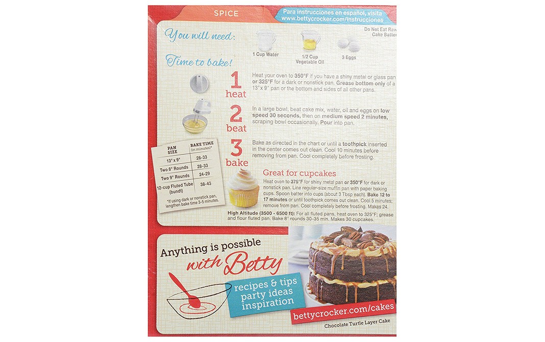 Betty Crocker Delights Super Moist Spice Cake Mix   Box  432 grams